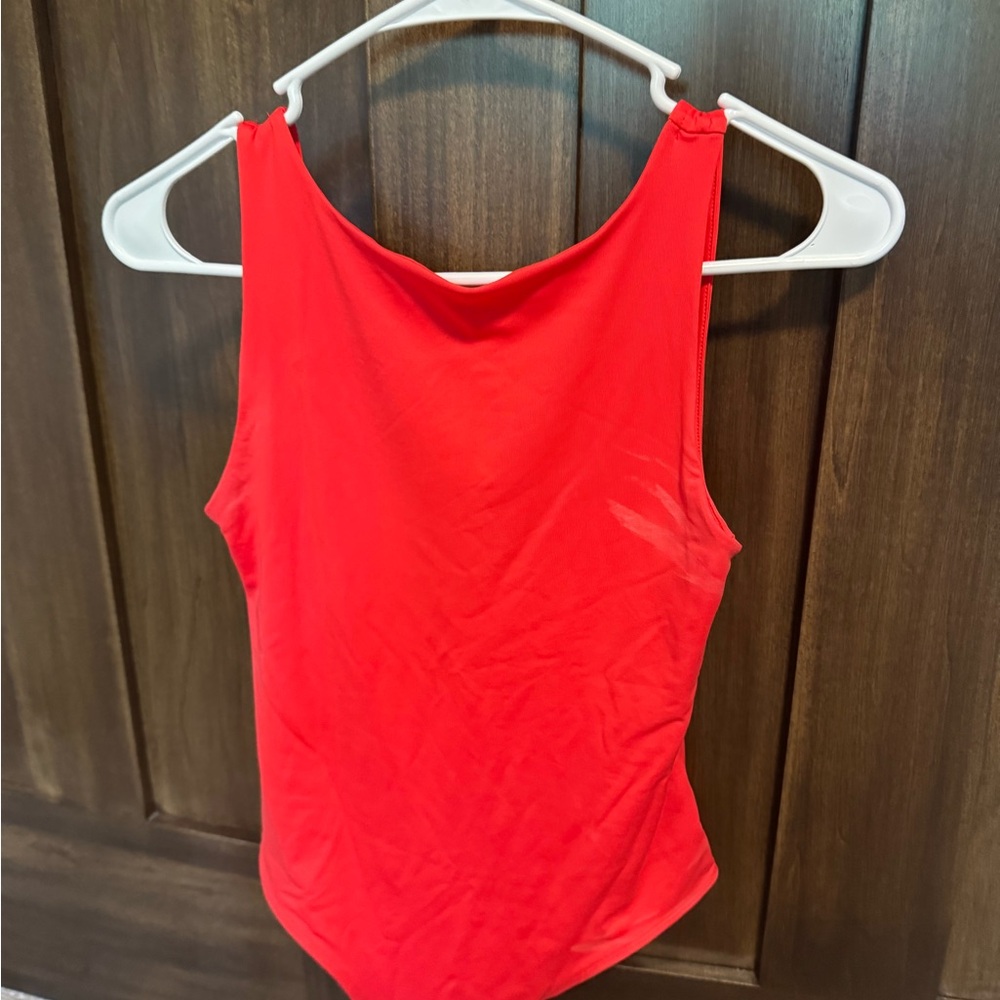 Women's Red Sleeveless Bodysuit